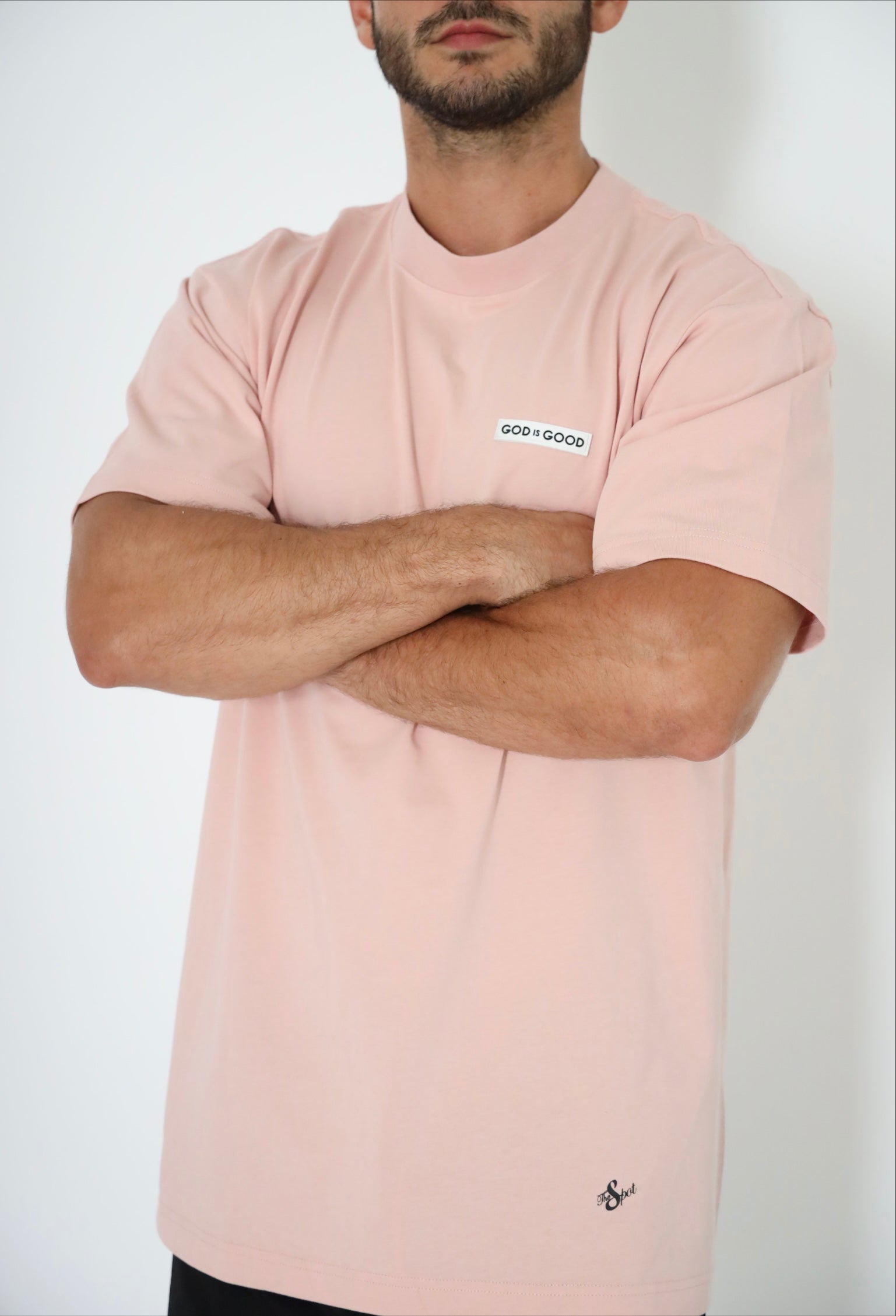 God is Good Rubber Label Salmon T-Shirt