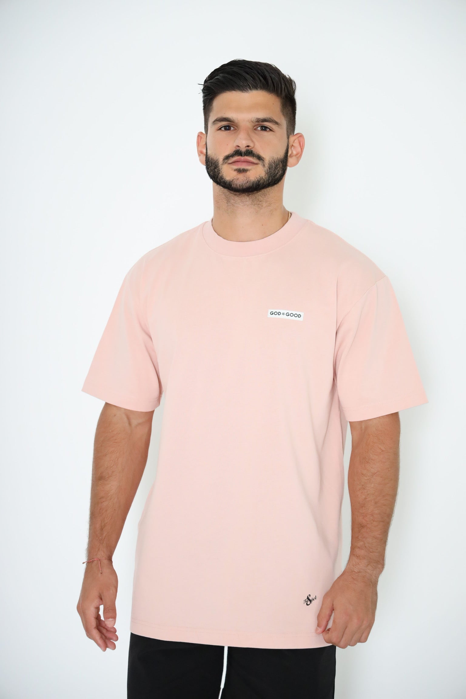 God is Good Rubber Label Coral T-Shirt