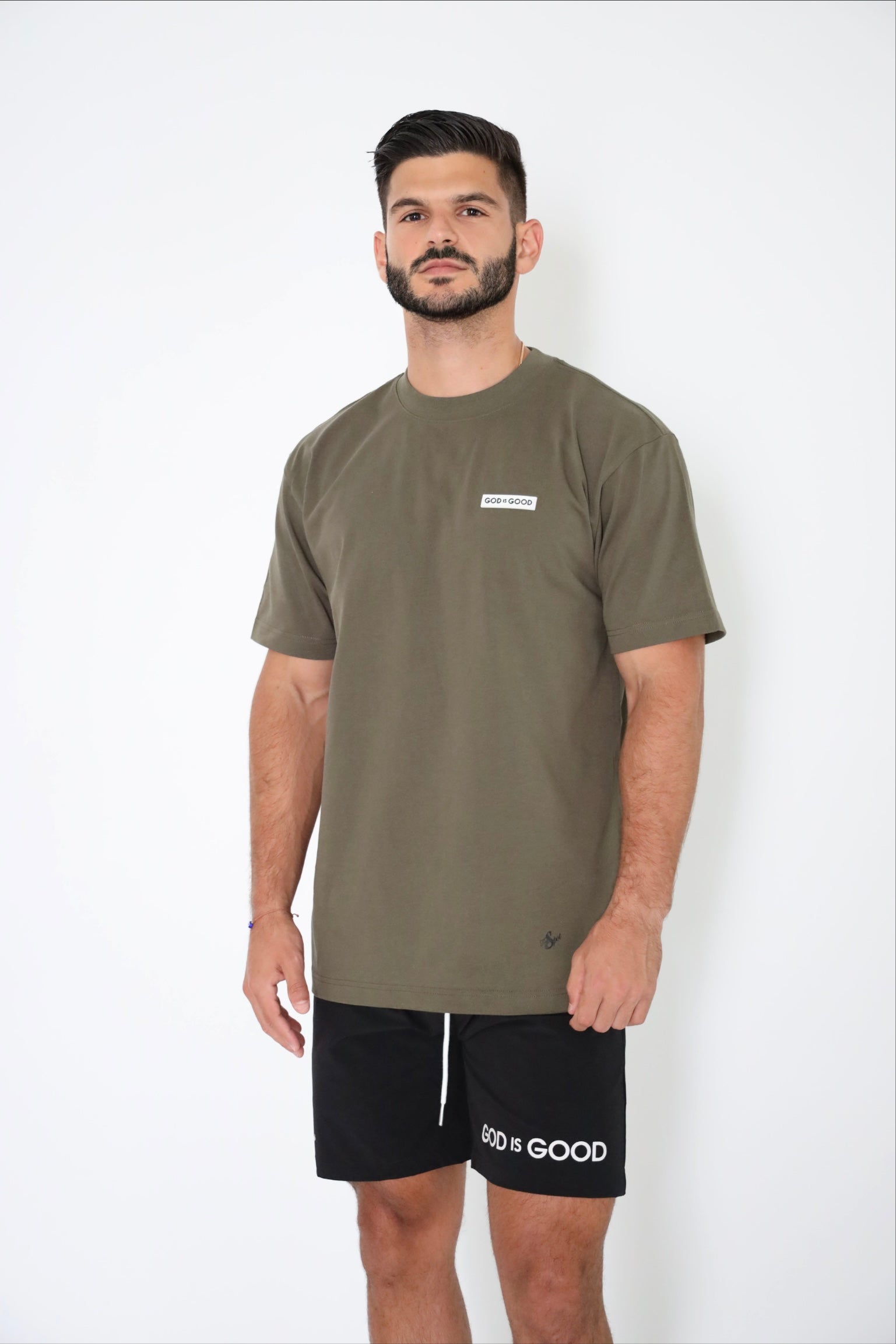 God is Good Rubber Label Green T-Shirt