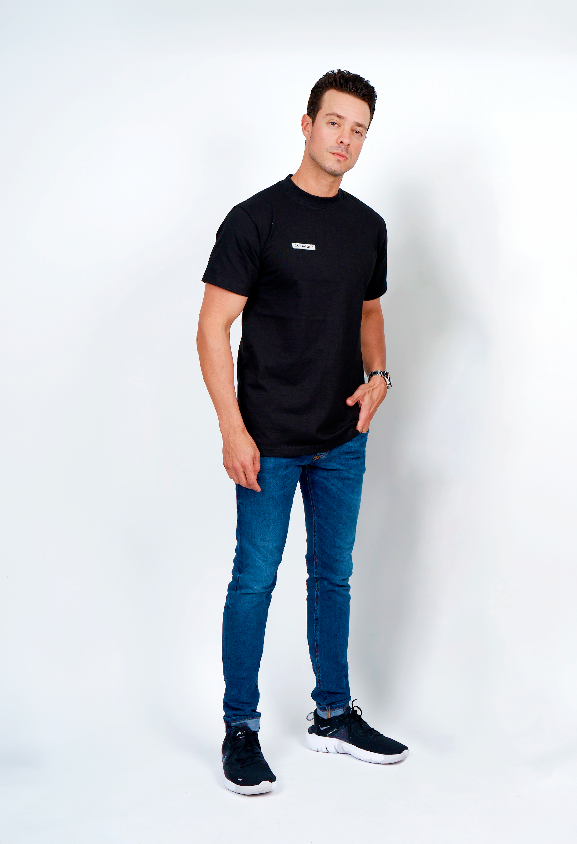 God is Good Rubber Label Black T-Shirt